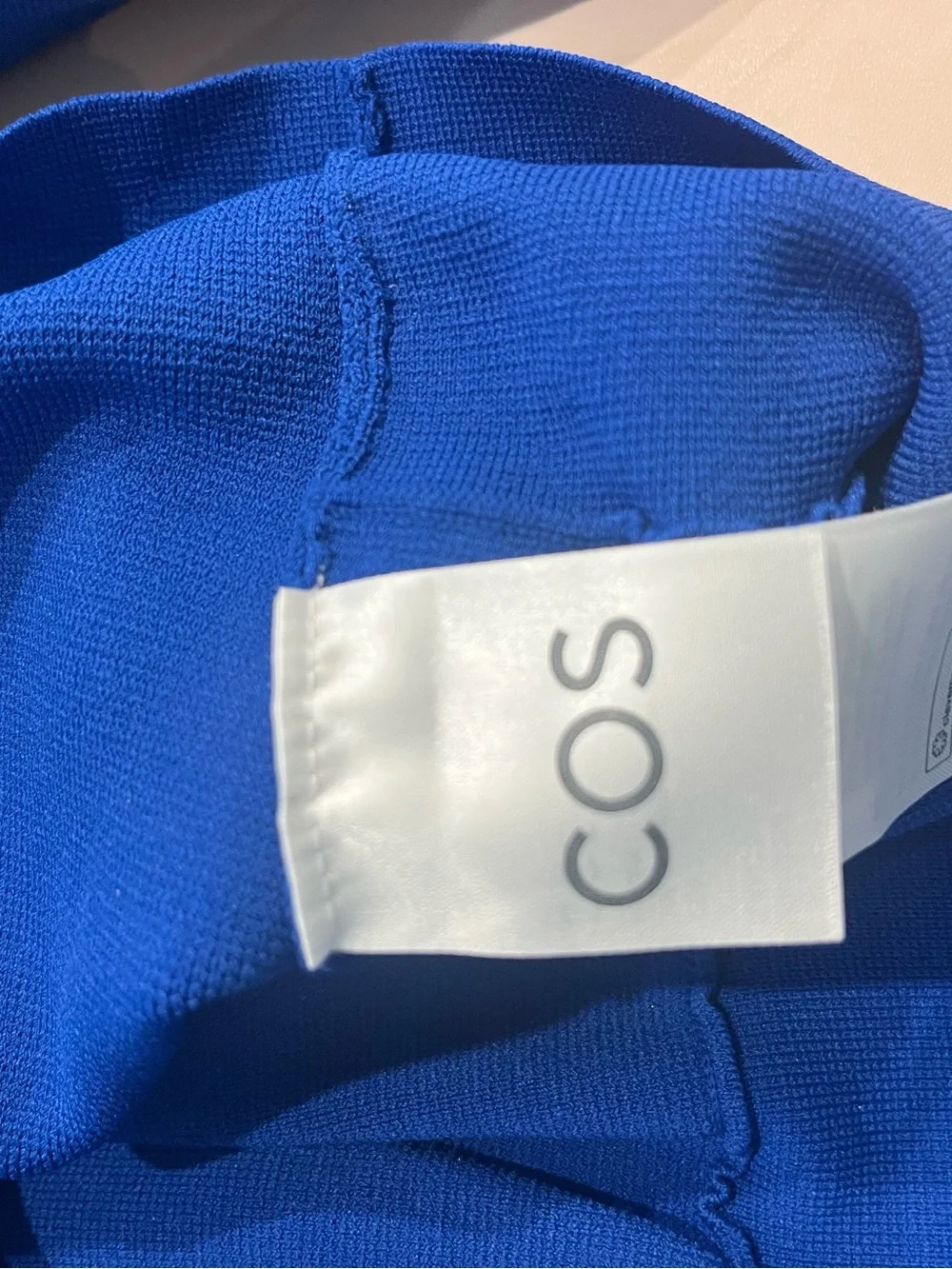 COS Classic Knit Bomber Jacket Blue Large Minimalist Quiet Luxury